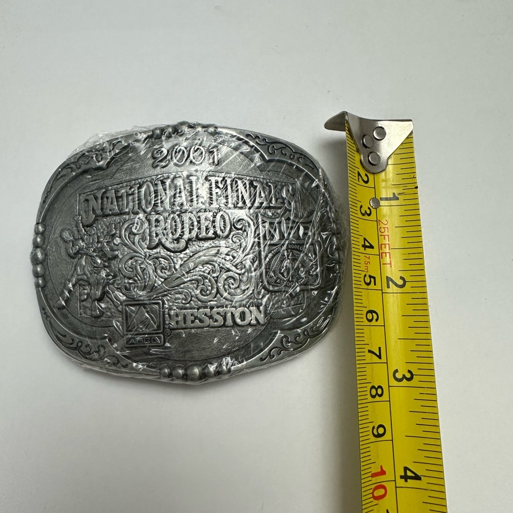 2001 Hesston NFR Belt Buckle NOS Vintage Rodeo Commemorative Sealed